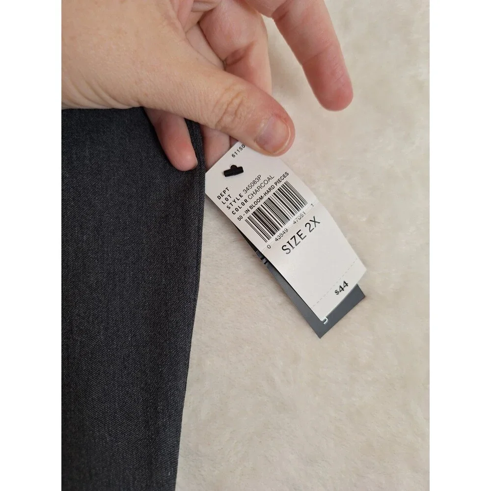 Alyx Womens Pants 2X Gray NEW Gray Slimming Stretch Career BizCasual Pull On